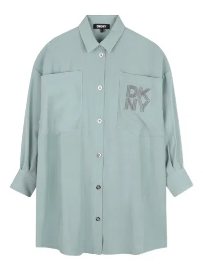 Dkny Kids' Button-up Dress In Green