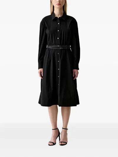 Dkny Button-down Shirt Midi Dress In Black