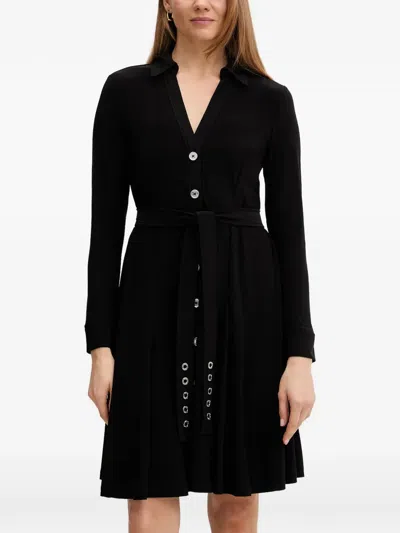 Dkny Buttoned Belted Mini Dress In Black