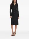 Dkny Buttoned Gathered Midi Dress In Black