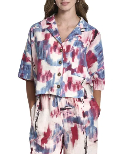 Dkny Buttoned Linen Shirt In Multi