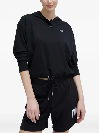 Dkny Button-placket Hoodie In Multi