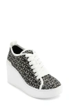 Dkny Byla Wedge Sneaker In White/ Black