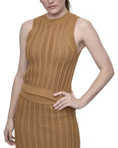 Dkny Cable Pointelle Stitch Tank In Brown