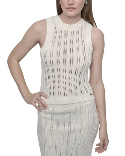 Dkny Cable Pointelle Stitch Tank In White