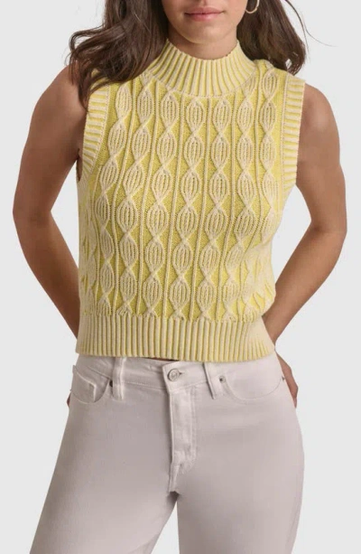 Dkny Cable Stitch Sleeveless Sweater In Yellow