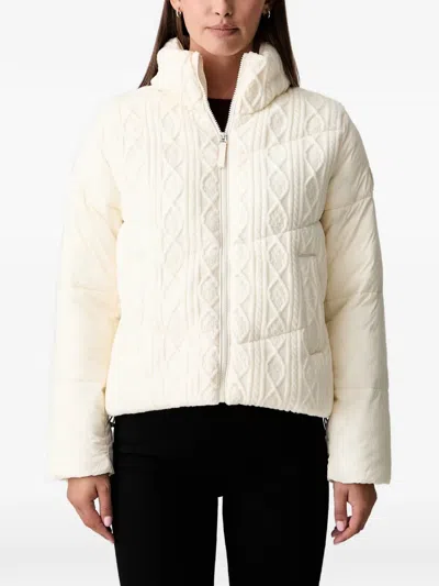 Dkny Cable-knit Panelled Puffer Jacket In Neutral