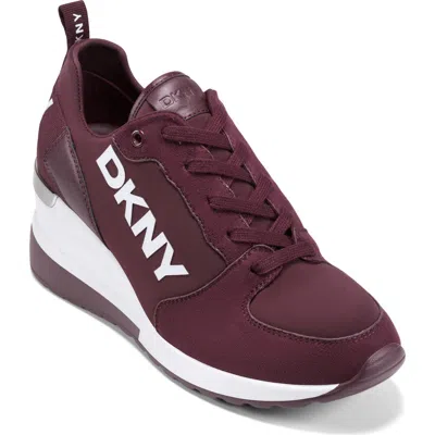 Dkny Cait Wedge Sneaker In Burgundy