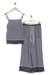 Dkny Camisole Ankle Pants Pajamas In Black Stripe