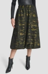 Dkny Camo Jacquard Bubble Hem Midi Skirt In Brown