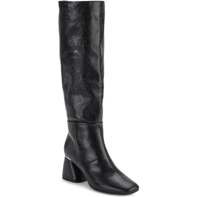 Dkny Cana Womens Block Heel Man Made Knee-high Boots In Black Smooth