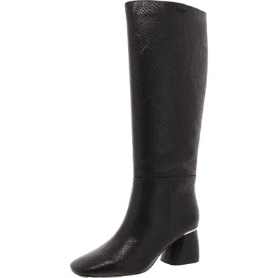 Dkny Cana Womens Snake Print Faux Leather Knee-high Boots In Black Snake