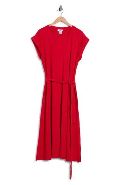 Dkny Cap Sleeve Fit & Flare Midi Dress In Red