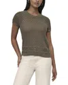 Dkny Cap Sleeve Open Pointelle Stitch T-shirt In Green