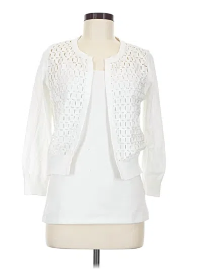 Pre-owned Dkny Cardigan Sweater In White