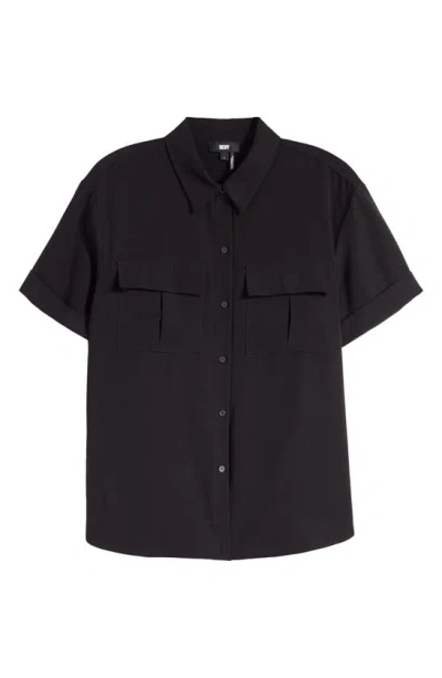 Dkny Cargo Button-up Shirt In Black