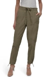 Dkny Womens Sateen Cropped Snap Front Jacket Cutaway Seamless Tank Top Tie Front Cargo Pants In Utility Green