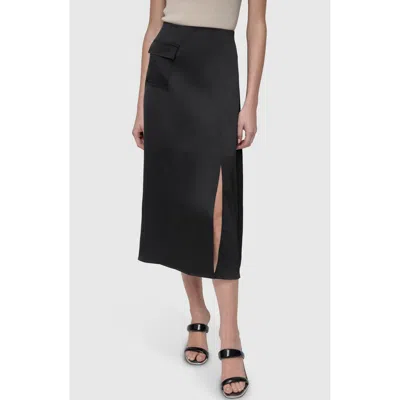 Dkny Cargo Pocket Sateen Skirt In Black