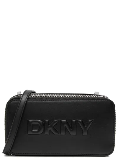 Dkny Carter Logo Leather Cross-body Bag In Black