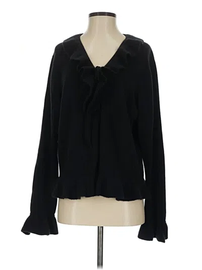 Pre-owned Dkny Cashmere Cardigan Sweater In Black