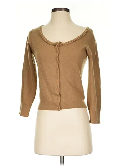Pre-owned Dkny Cashmere Cardigan Sweater In Tan