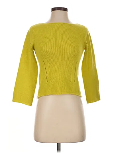Pre-owned Dkny Cashmere Cardigan Sweater In Yellow