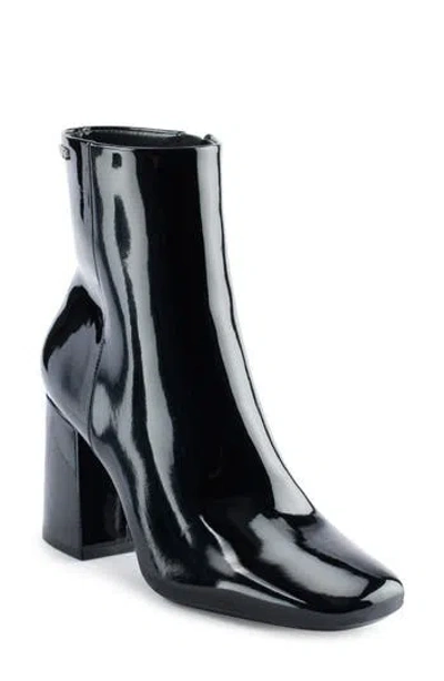 Dkny Cavale Patent Finish Block Heel Boot In Black Patent