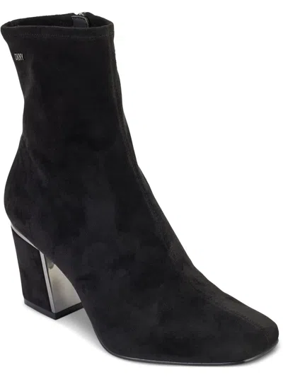 Dkny Cavale Womens Faux Suede Ankle Boots In Black Suede