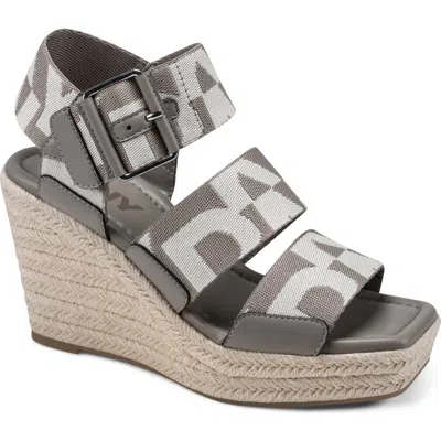 Dkny Caylee Platform Wedge Sandal In Gray