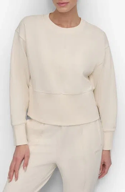 Dkny Center Seam Crop Sweater In Eggnog