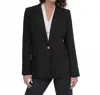 Dkny Chain Belted One-button Blazer In Black In Black