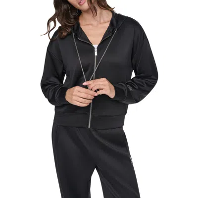 Dkny Chain Cord Front Zip Hoodie In Blue