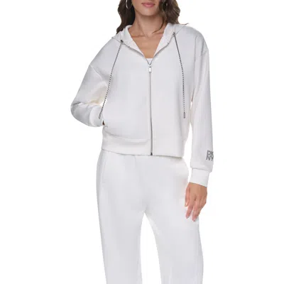 Dkny Chain Cord Front Zip Hoodie In Gray