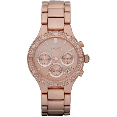 Dkny Chambers Chronograph Quartz Rose Gold Dial Ladies Watch Ny8508 In Amber / Gold / Gold Tone / Rose / Rose Gold / Rose Gold Tone