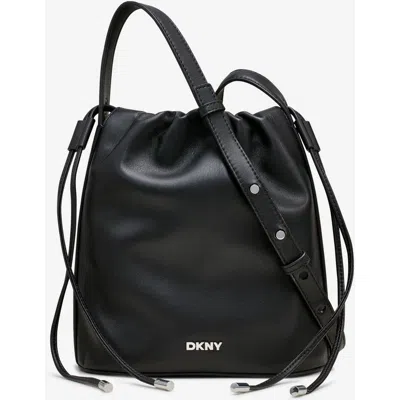 Dkny Channing Small Drawstring In Black/silver