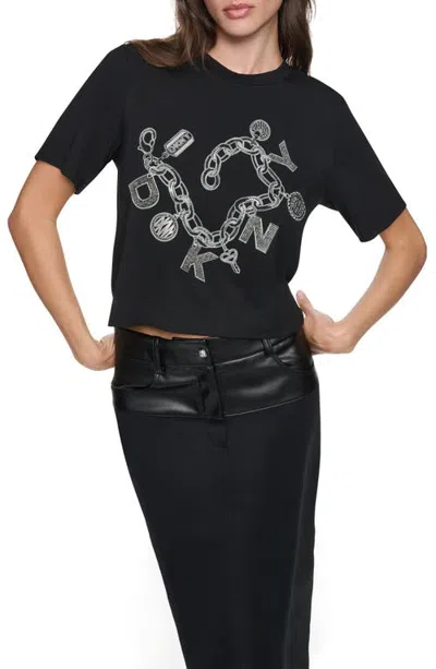 Dkny Charm Bracelet Graphic T-shirt In Black