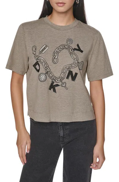 Dkny Charm Bracelet Graphic T-shirt In Gray