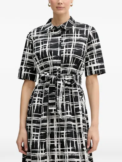 Dkny Check Belt Dress In Black