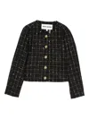 Dkny Check-pattern Cropped Jacket In Black