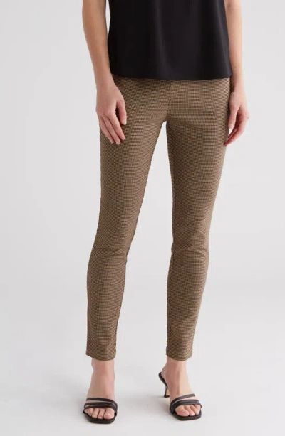Dkny Check Pull-on Pants In Antelope Brown
