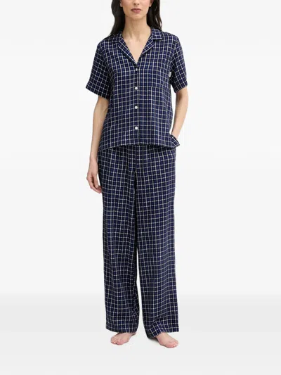 Dkny Check-pattern Pajamas In Blue