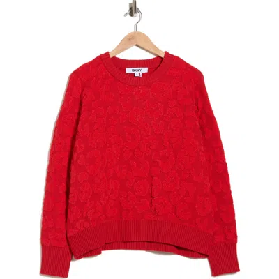 Dkny Cheetah Chenille Sweater In Red