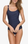 Dkny Women's One-piece Starburst Swimsuit In Navy
