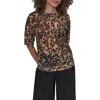 Dkny Cheetah Print Short Sleeve Sweater In Multi