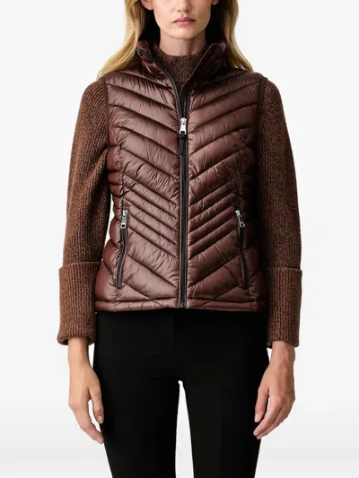 Dkny Chevron-quilted Gilet In Brown