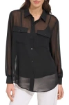 Dkny Chiffon Button-up Shirt