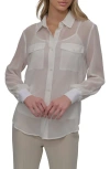 Dkny Chiffon Button-up Shirt In Ivory