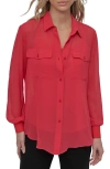 Dkny Chiffon Button-up Shirt In Watermln Sugar