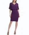 Dkny Chiffon Cape Overlay Dress Women's 10 Purple Flutter Sleeve Sheath Erk584 In Purple