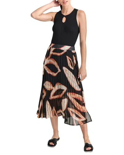 Dkny Chiffon Printed Top In Black